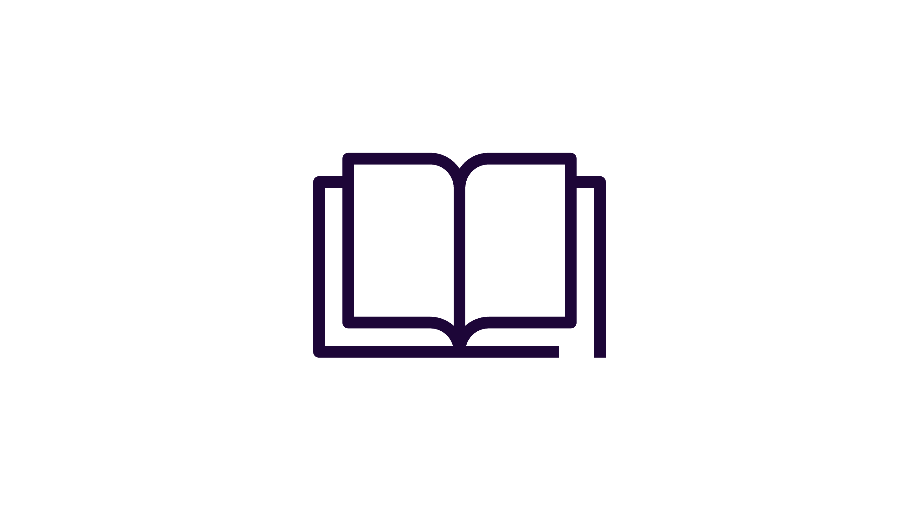 Simple, stylized icon of an open book with a dark outline.