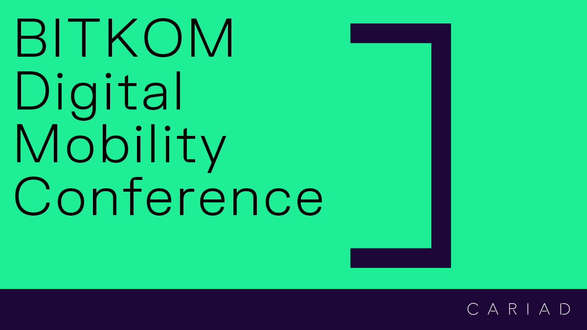 Promotional graphic for BITKOM Conference on green background with black text and large bracket symbol.