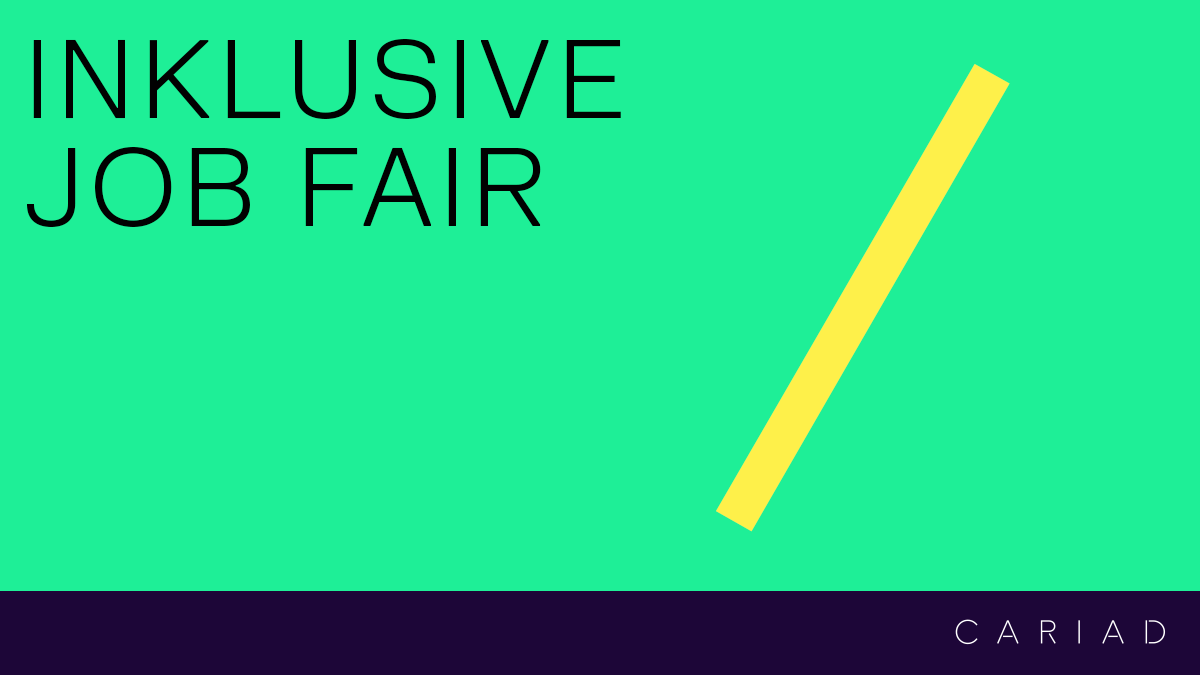 colorful backgound with the copy inklusive job fair