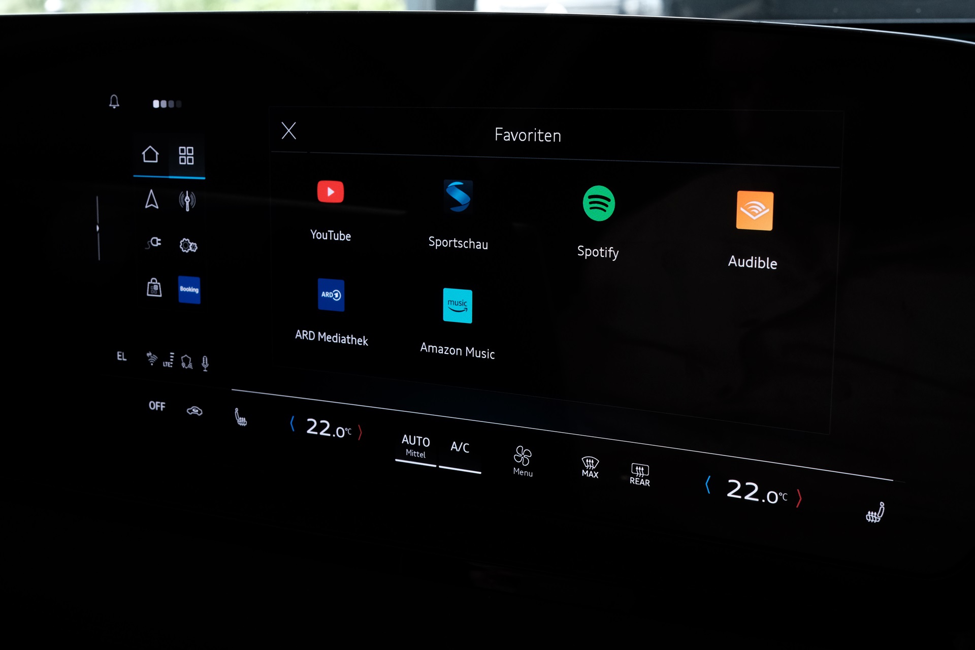digital screen with apps in a vehicle