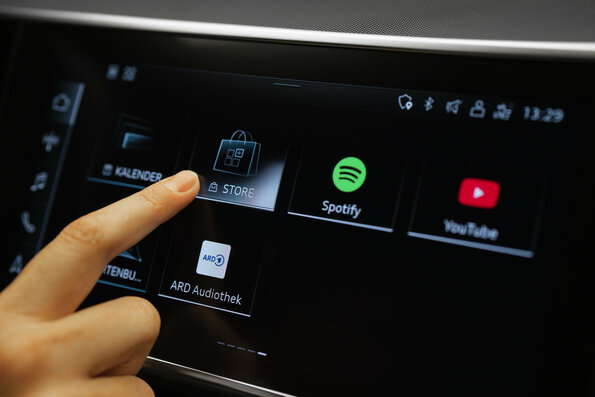 digital screen in a vehicle with apps